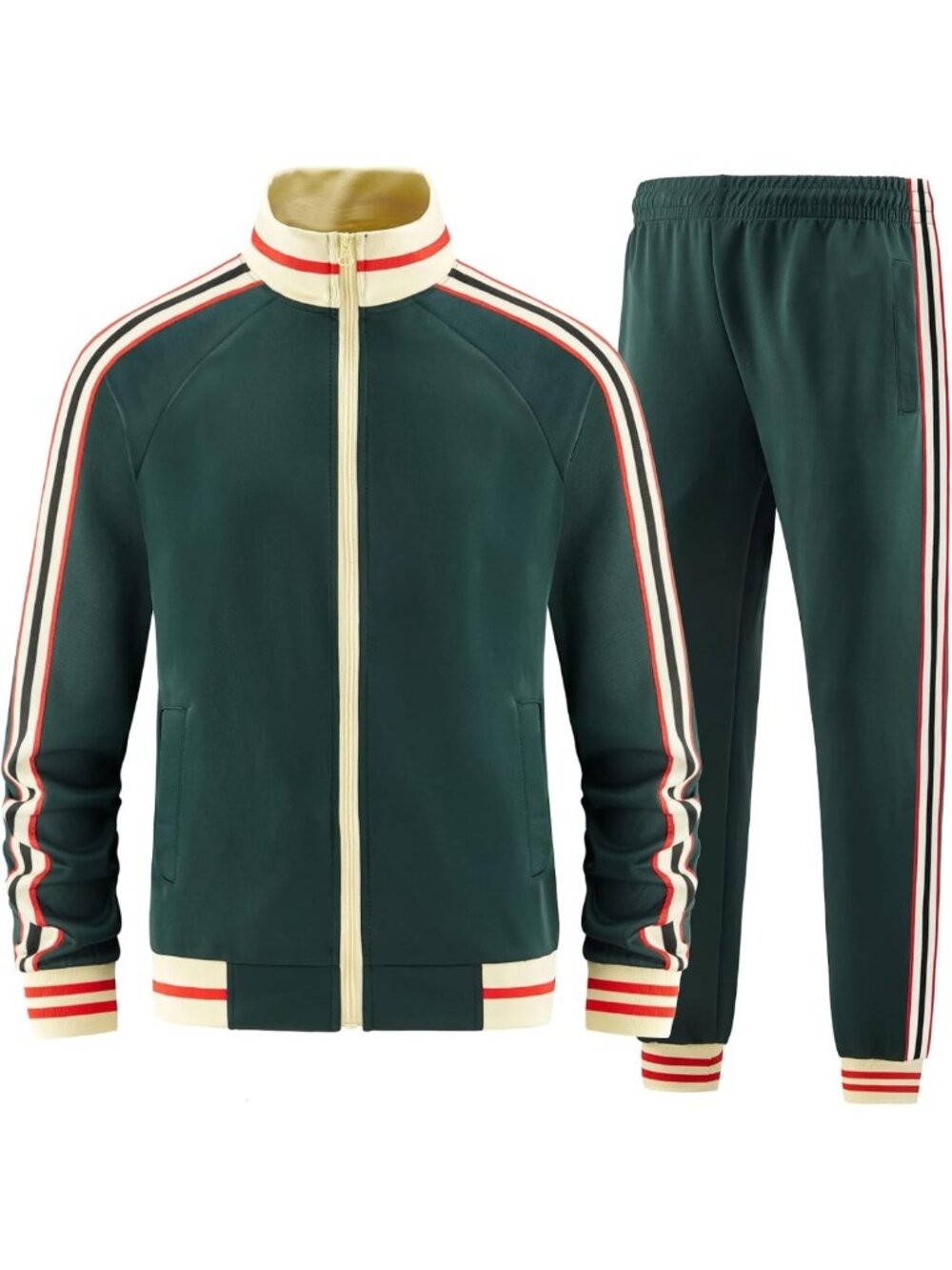 Men's Active Tracksuit Set - Long Sleeve Full-Zip Jacket & Pants, 2-Piece Outfit